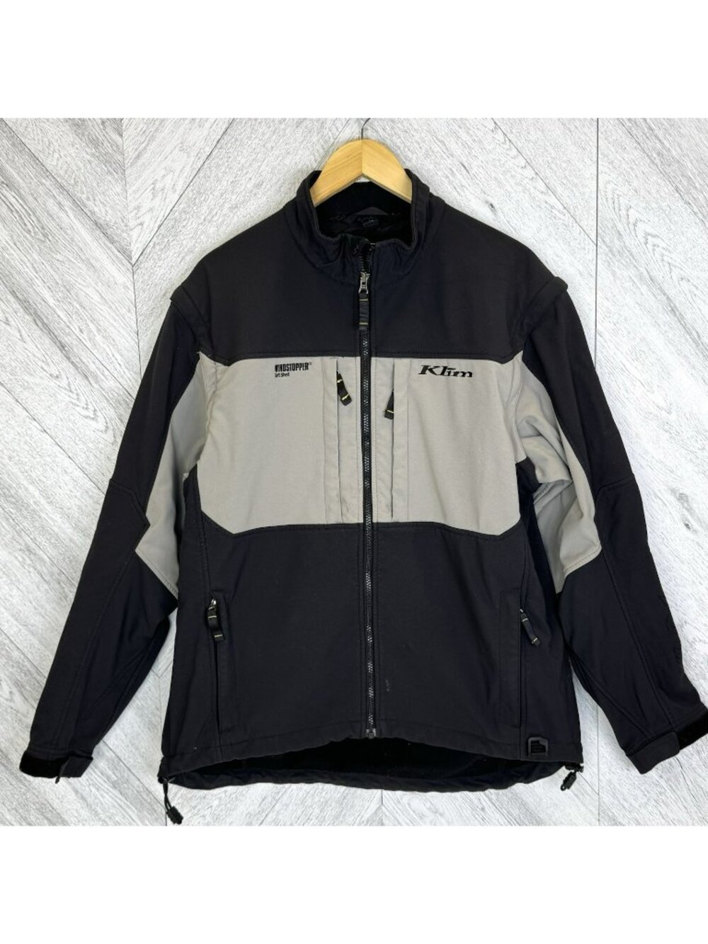 KLIM Inversion Jacket Men's XL Gore Windstopper Black Grey Zip Front Pockets
